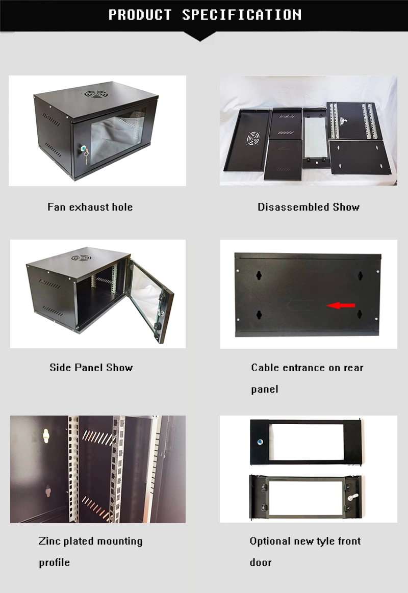 Zinc Plated Mounting Profile Indoor Wall Mount Network Cabinet 6u Server Rack