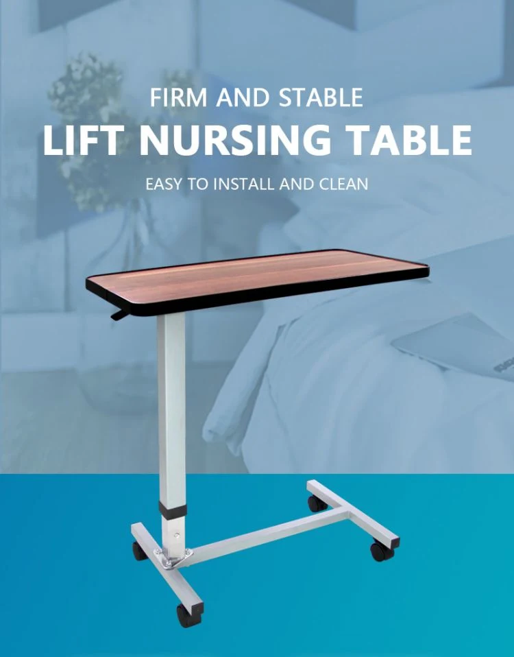 Height Adjustable Hospital Movable Over Bed Medical Patient Bedside Dinner Table