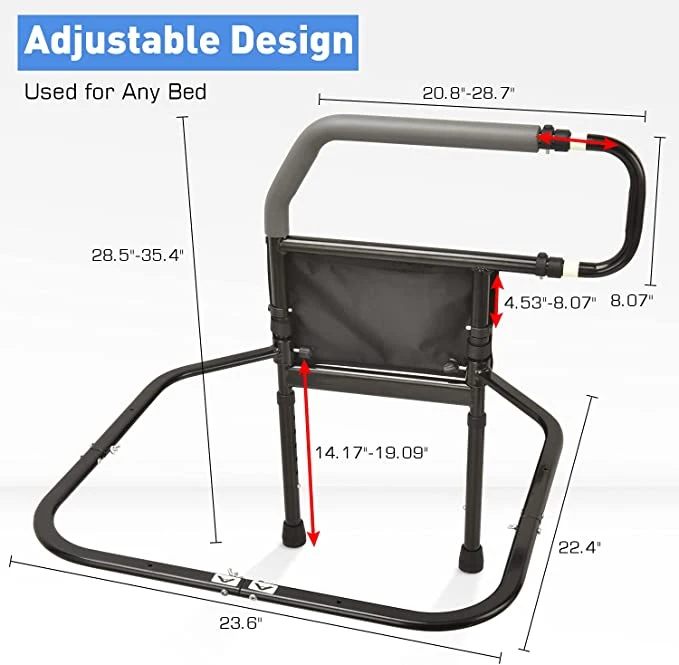 Heinsy Adjustable Bedside Senior Bed Safety Rail and Bedside Standing Assist Grab Bar