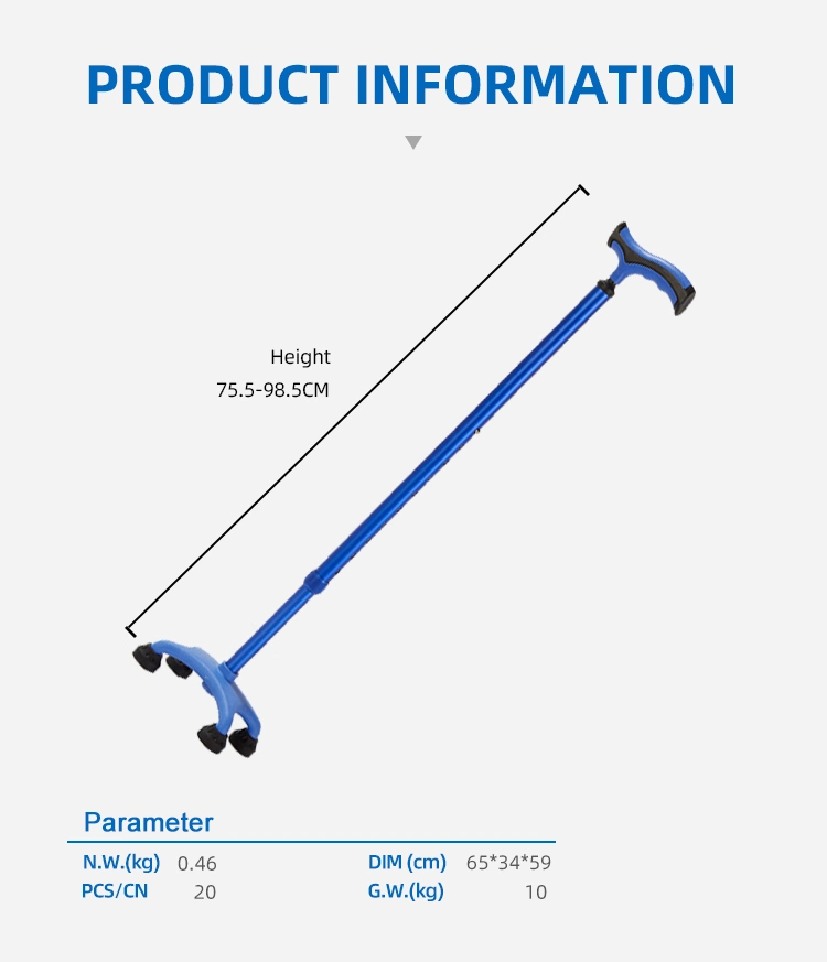 Aluminum Ajustable Folding Four Feet Stick 4 Foot Crutch Collapsible Walking Stick for Seniors Walking Poles for Seniors Crutches Price